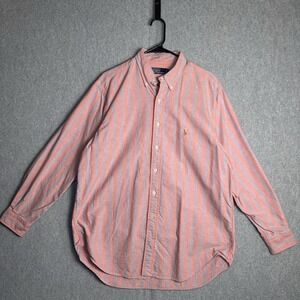 Polo Ralph Lauren Shirt Mens XL 17 34 Red Blue Pinstripe Button Down Shirt